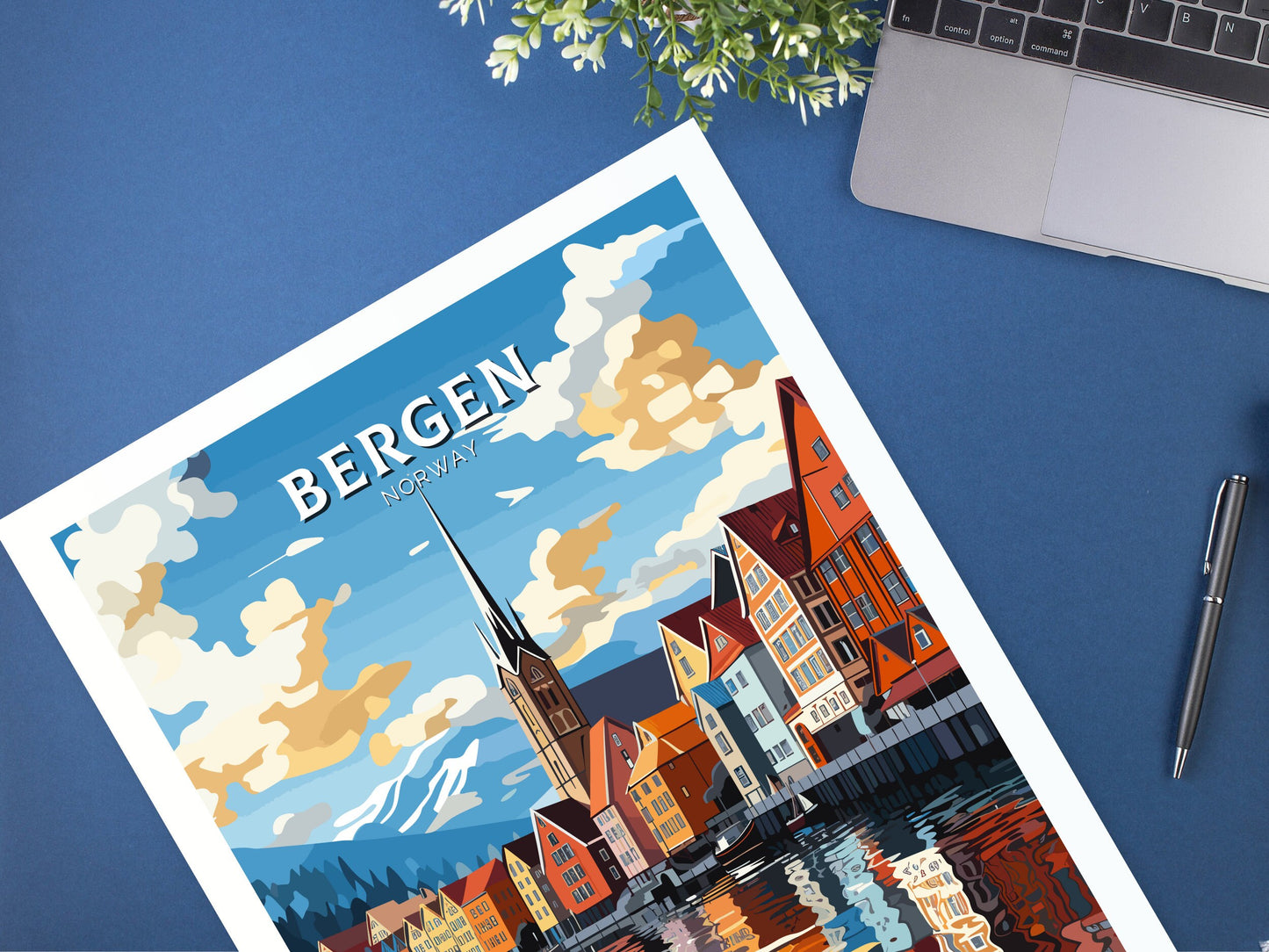 Bergen Poster | Bergen Print | Bergen Norway | Bergen Wall Art | Travel Gift | Norway Print | Norway Art | Bergen Art Poster | ID 745