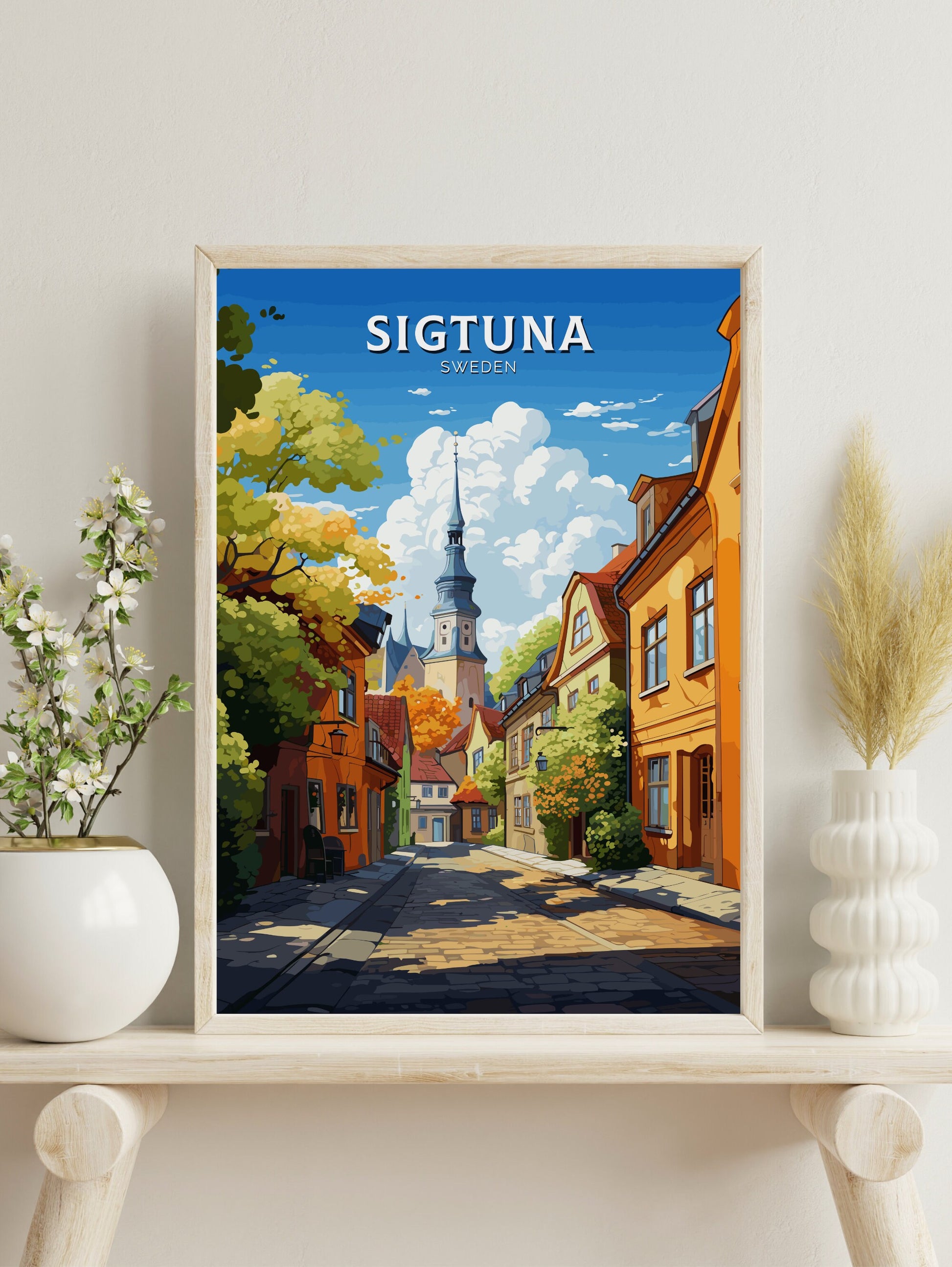 Sigtuna Print | Sigtuna Travel Poster | Sigtuna Illustration | Sweeden Print | Sweeden Home Décor | Sigtuna Art | Sweeden Poster | ID 740