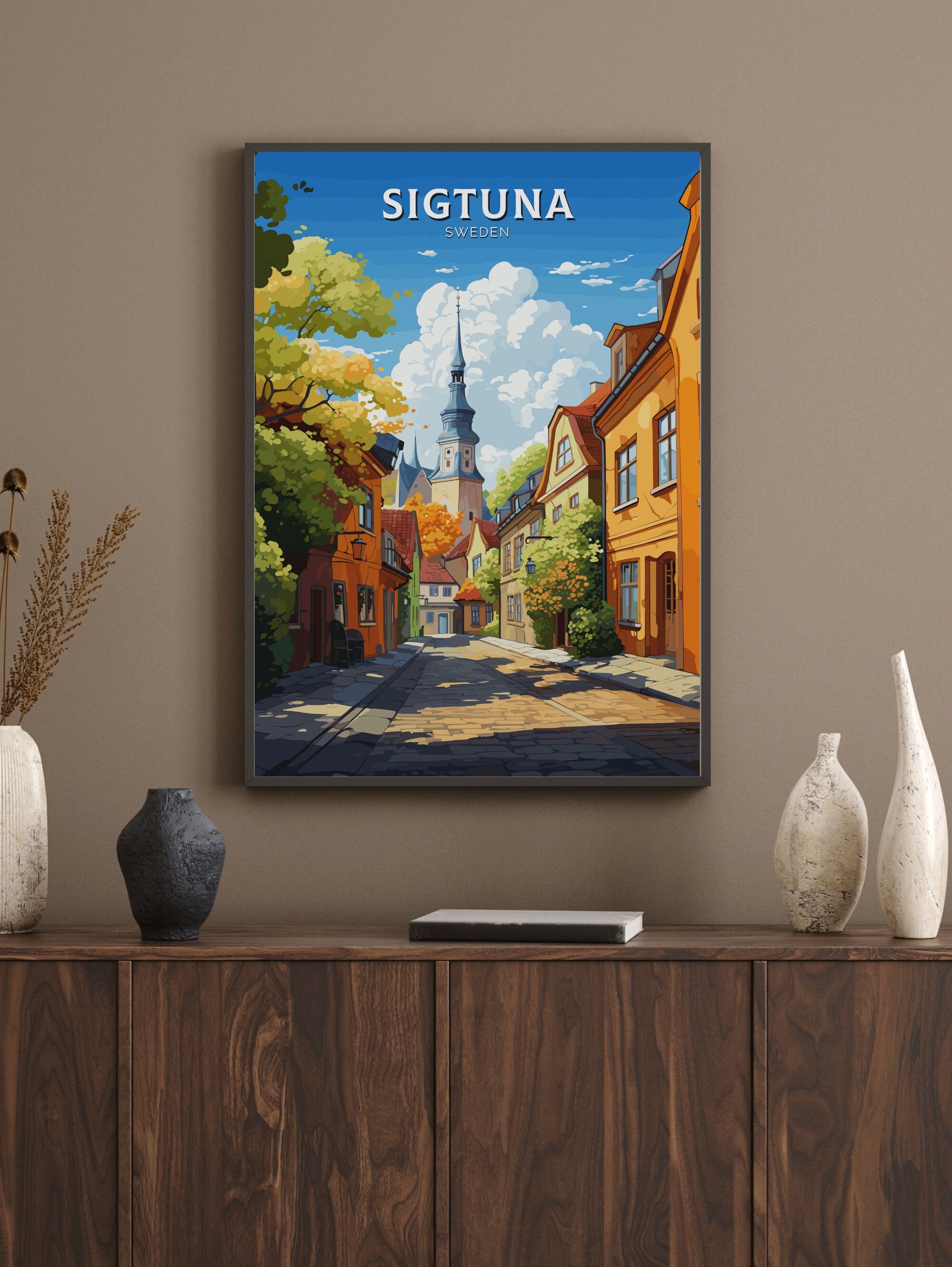 Sigtuna Print | Sigtuna Travel Poster | Sigtuna Illustration | Sweeden Print | Sweeden Home Décor | Sigtuna Art | Sweeden Poster | ID 740