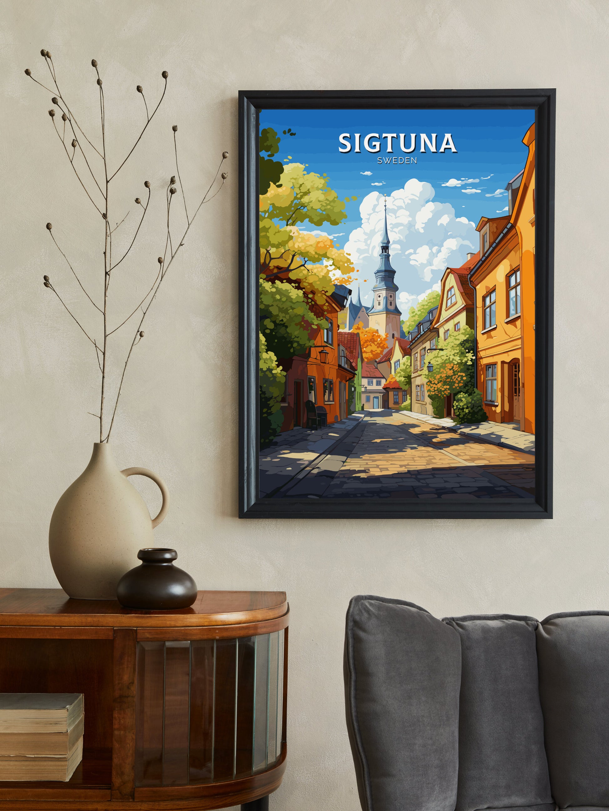 Sigtuna Print | Sigtuna Travel Poster | Sigtuna Illustration | Sweeden Print | Sweeden Home Décor | Sigtuna Art | Sweeden Poster | ID 740