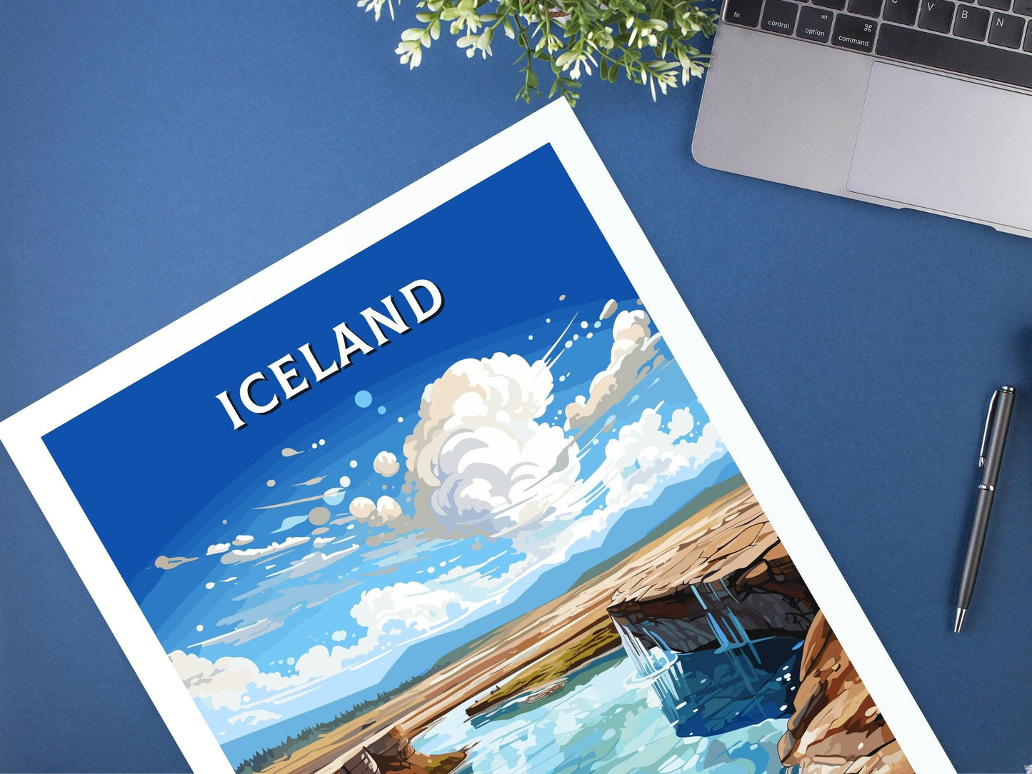 Iceland Print | Iceland Home Décor | Iceland Poster | Iceland Illustration | Iceland Wall Art | Geysir Hot Springs in Bláskógabyggð | ID 732