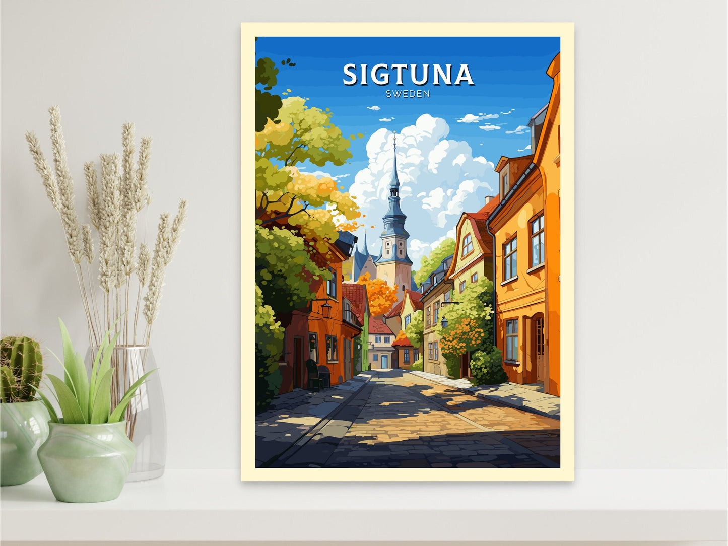 Sigtuna Print | Sigtuna Travel Poster | Sigtuna Illustration | Sweeden Print | Sweeden Home Décor | Sigtuna Art | Sweeden Poster | ID 740