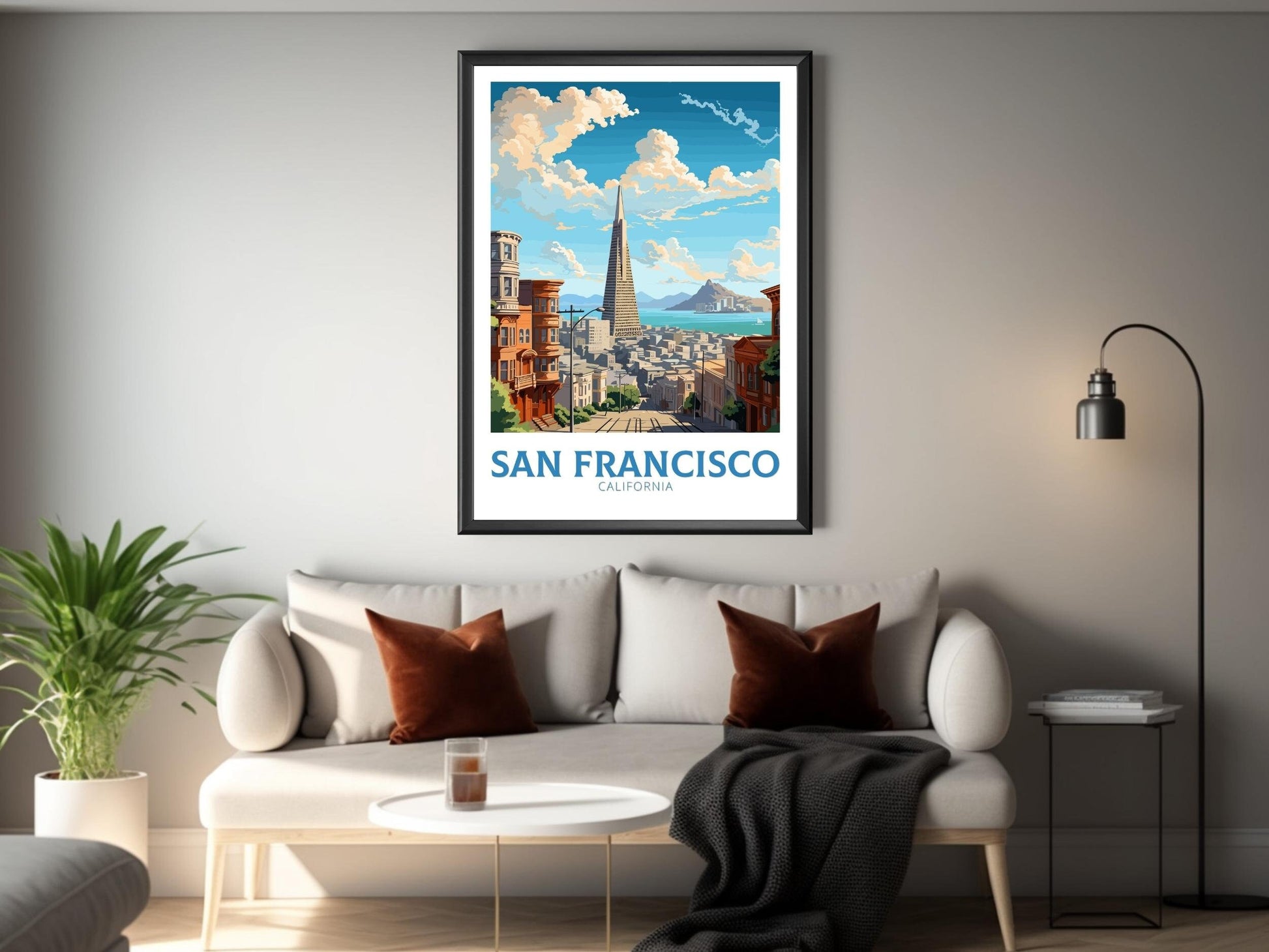 San Francisco Travel Print | San Francisco Print | San Francisco City Poster | San Francisco Wall Art | Transamerica Pyramid Print | ID 823