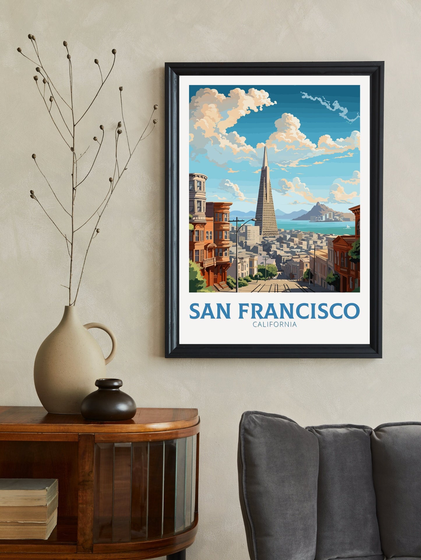 San Francisco Travel Print | San Francisco Print | San Francisco City Poster | San Francisco Wall Art | Transamerica Pyramid Print | ID 823