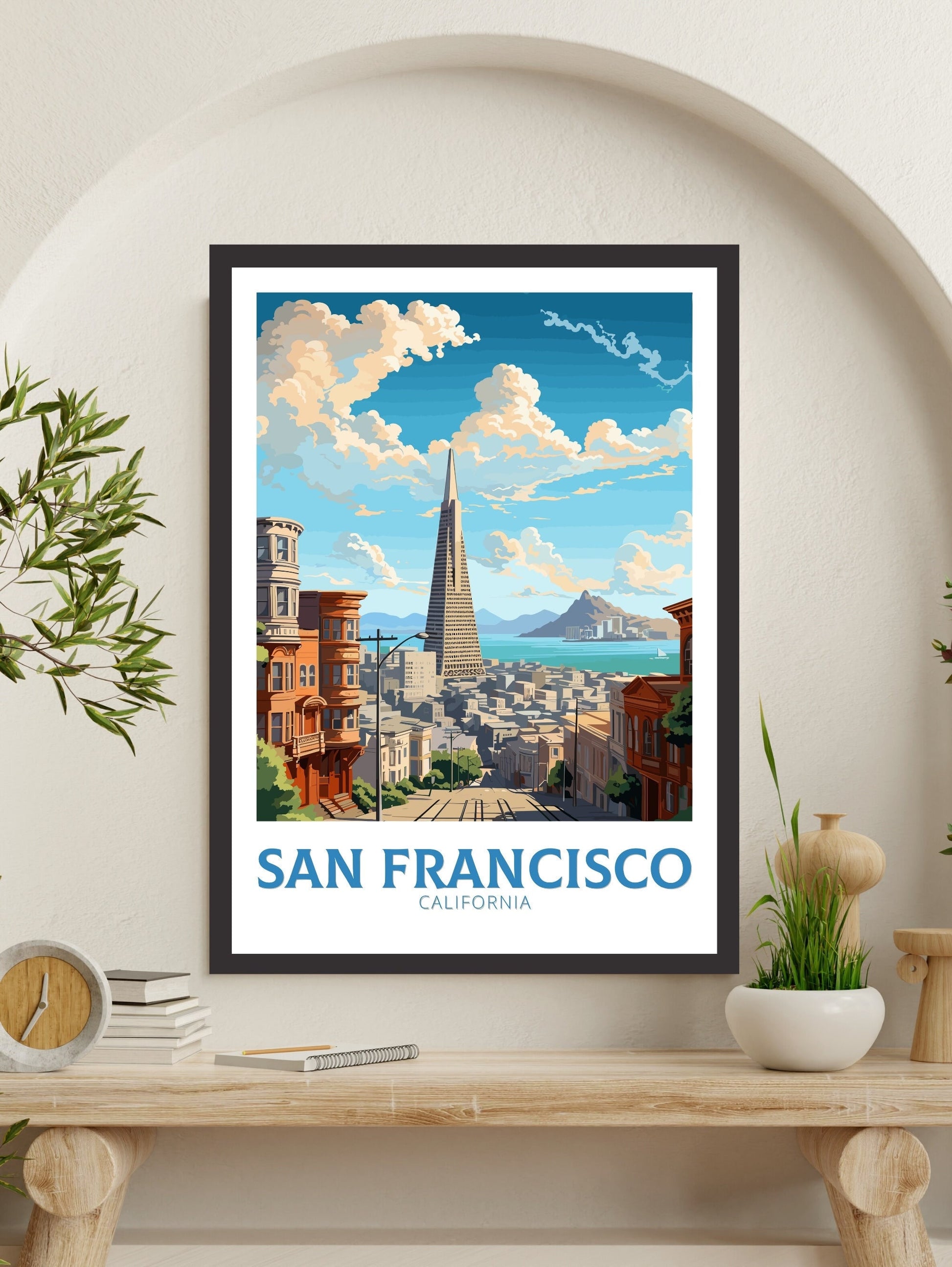 San Francisco Travel Print | San Francisco Print | San Francisco City Poster | San Francisco Wall Art | Transamerica Pyramid Print | ID 823