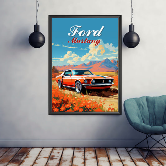 Ford Mustang 1970 Poster, Car Print, Ford Mustang 1970 Print, Car Poster, Car Art, American Car Print, Muscle Car Print, Classic Car