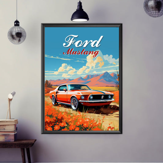 Ford Mustang 1970 Poster, Car Print, Ford Mustang 1970 Print, Car Poster, Car Art, American Car Print, Muscle Car Print, Classic Car