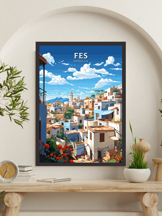 Fes Travel Print | Fes Illustration | Fes Wall Art | Fes Print | Morocco Print | Morocco Home Décor | Fez Poster | Travel gift | ID 750