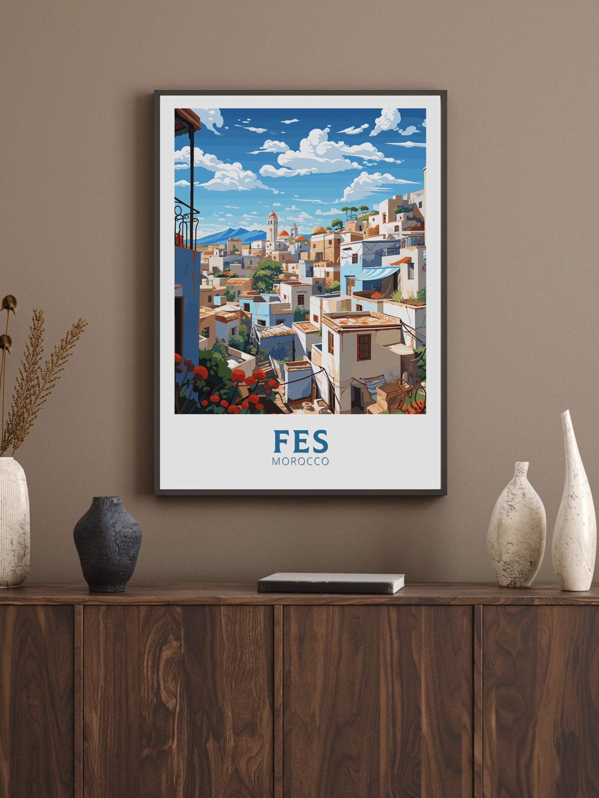 Fes Travel Poster | Fes Illustration | Fes Wall Art | Fes Print | Morocco Print | Morocco Home Décor | Fez Poster | Fes Affiche | ID 751