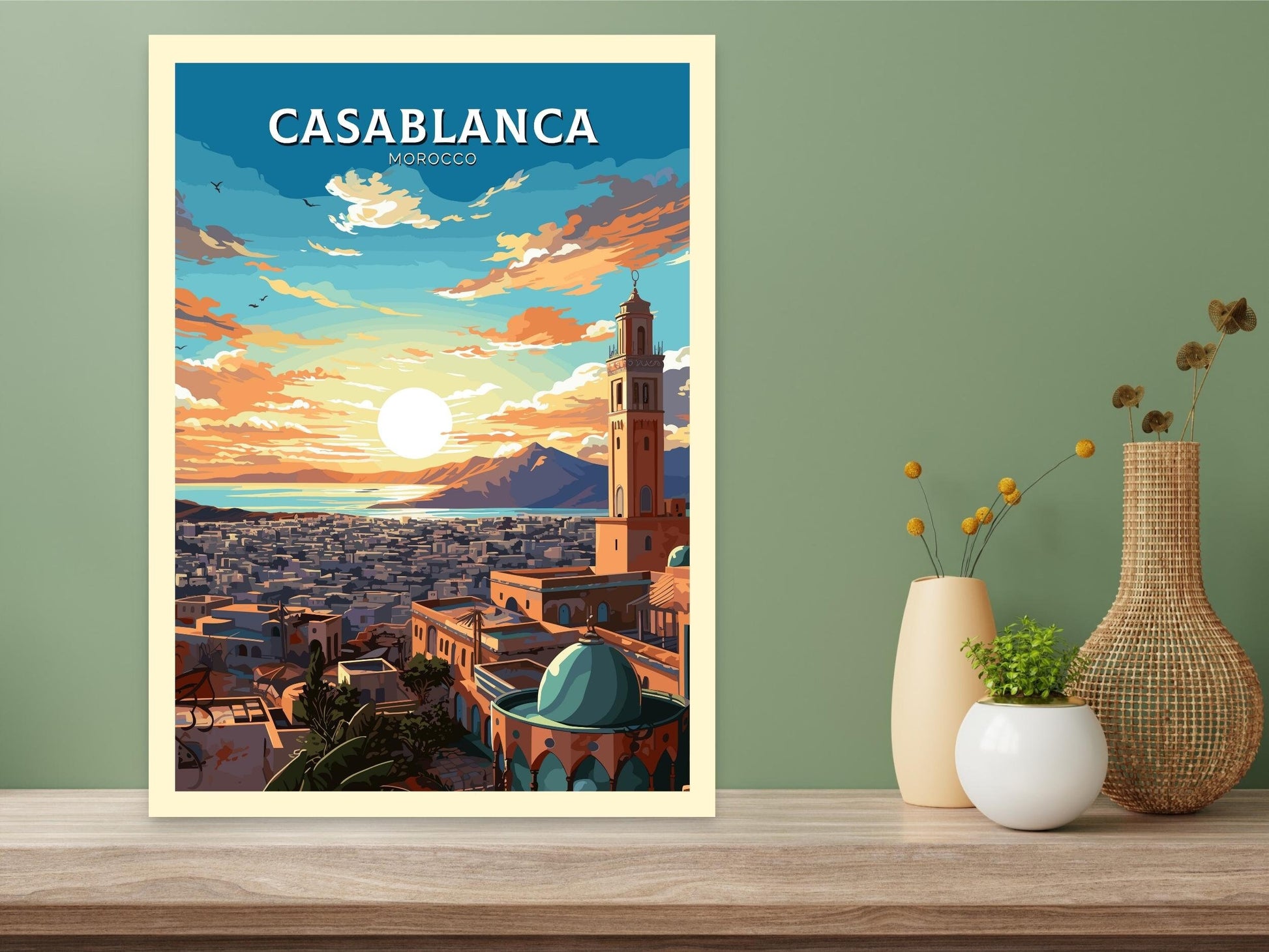 Casablanca Travel Print | Casablanca Illustration | Casablanca Wall Art | Morocco Print | Morocco Home Decor | Casablanca Poster | ID 753