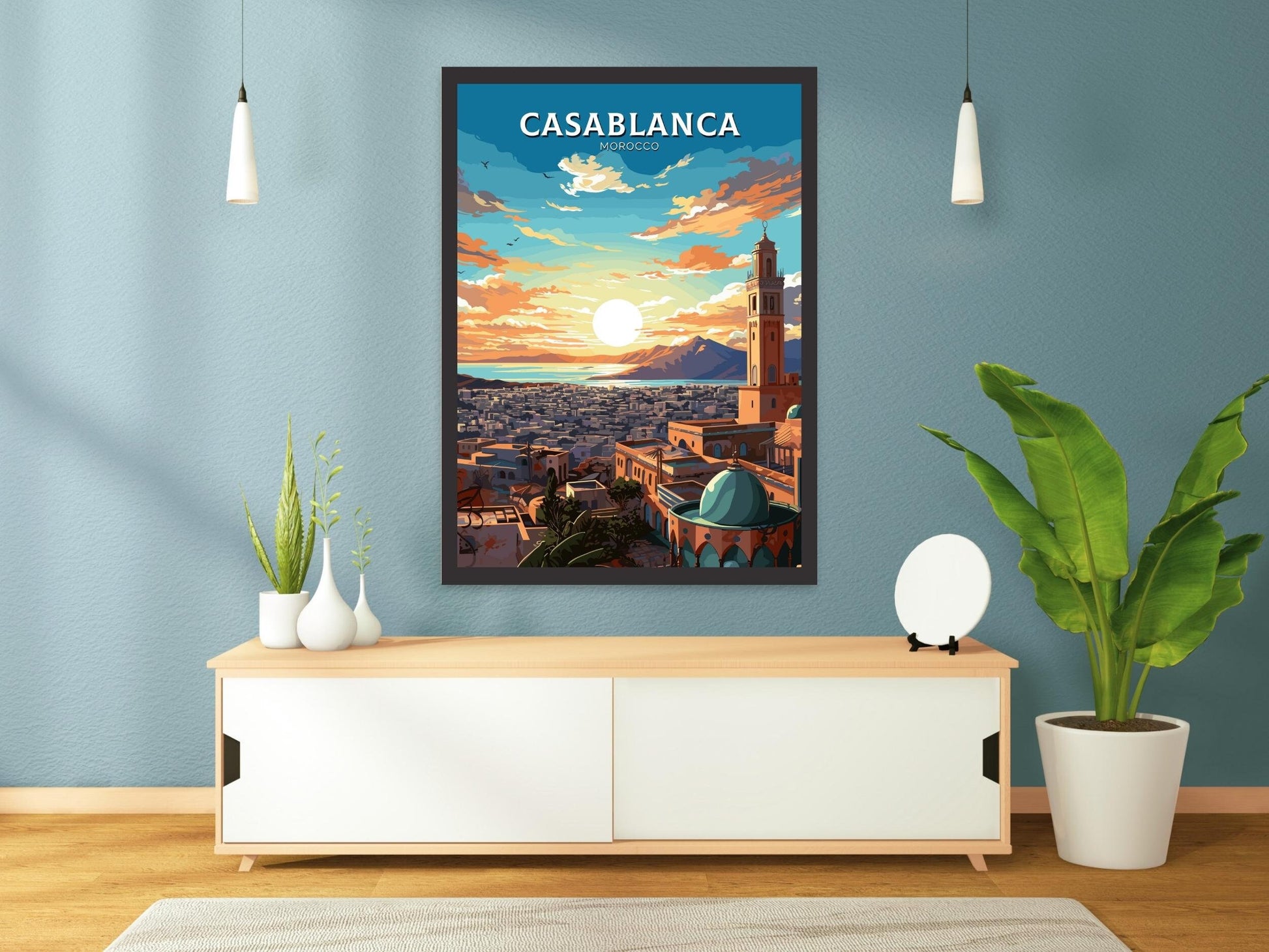 Casablanca Travel Print | Casablanca Illustration | Casablanca Wall Art | Morocco Print | Morocco Home Decor | Casablanca Poster | ID 753