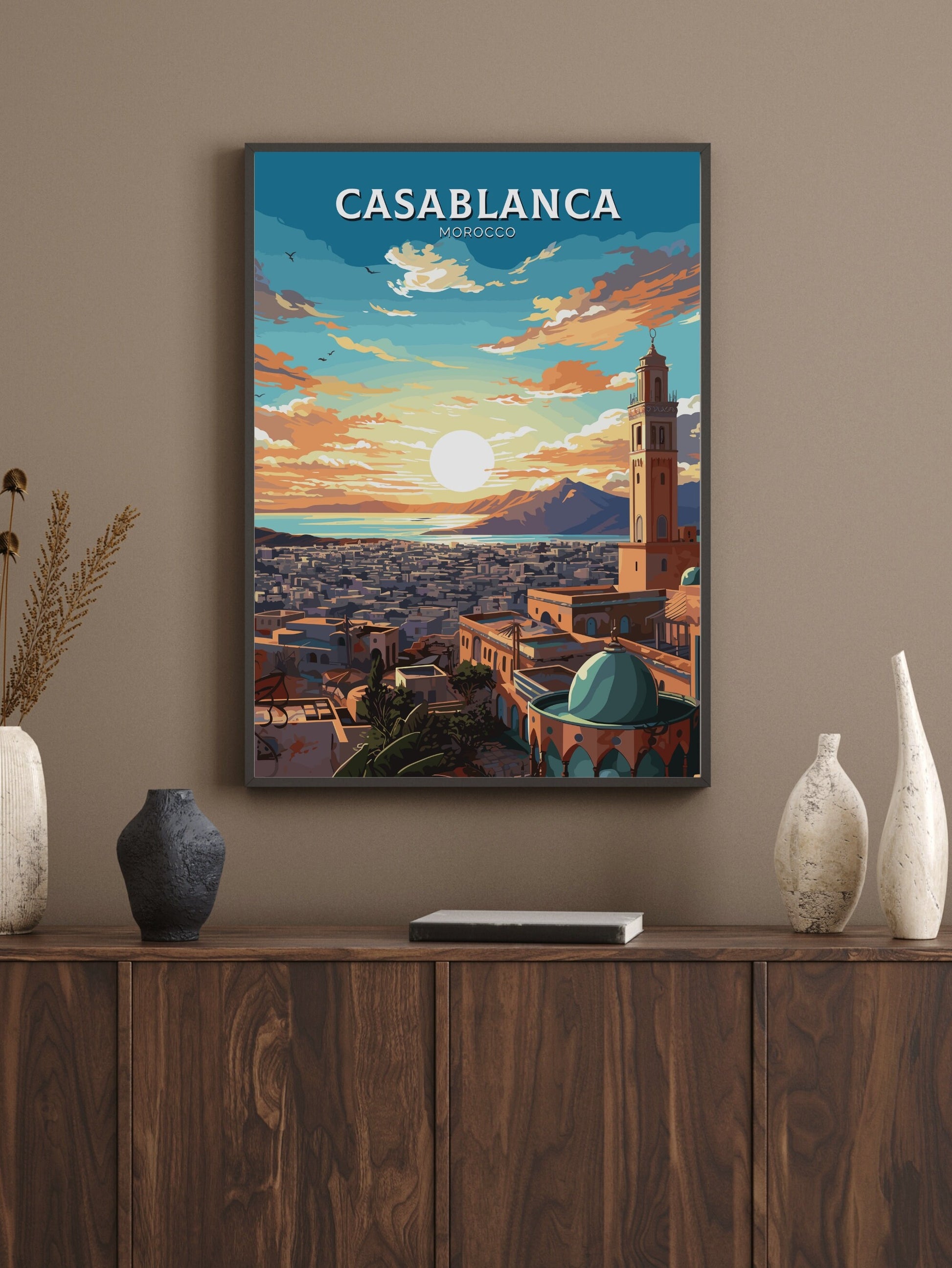 Casablanca Travel Print | Casablanca Illustration | Casablanca Wall Art | Morocco Print | Morocco Home Decor | Casablanca Poster | ID 753