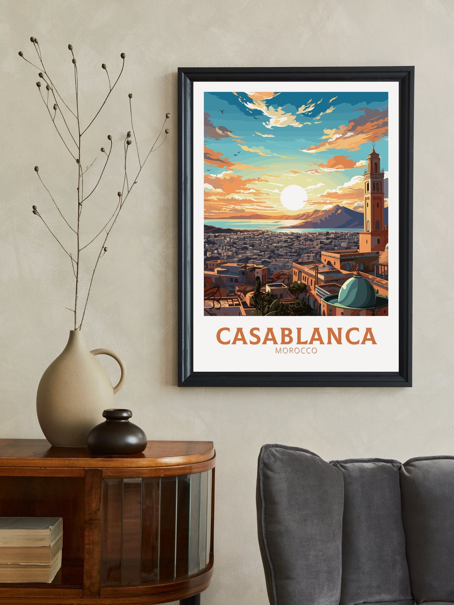 Casablanca Wall Art | Morocco Print | Casablanca Travel Print | Casablanca Illustration | Morocco Home Decor | Casablanca Poster | ID 759