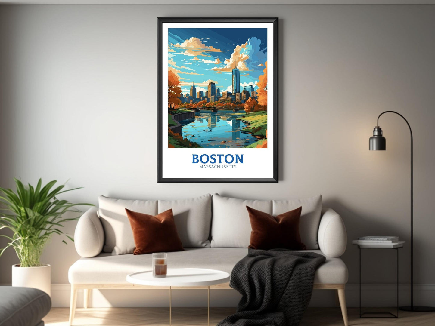 Boston Poster | Boston Travel Print | Boston Illustration | Massachusetts Travel Print | Boston Wall Art | USA Poster | Home Decor ID 761