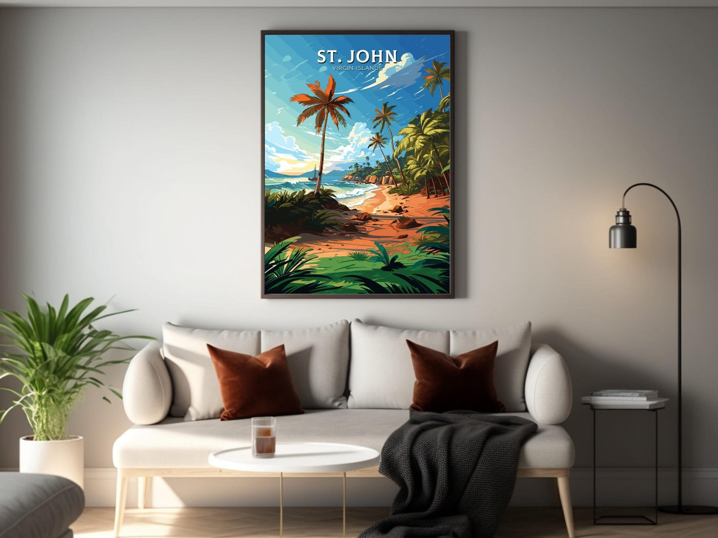 St.John Island Print | St.John Island Poster | Illustration | Virgin Islands | Caribbean Wall Art | Island Print | Caribbean Print | ID 765