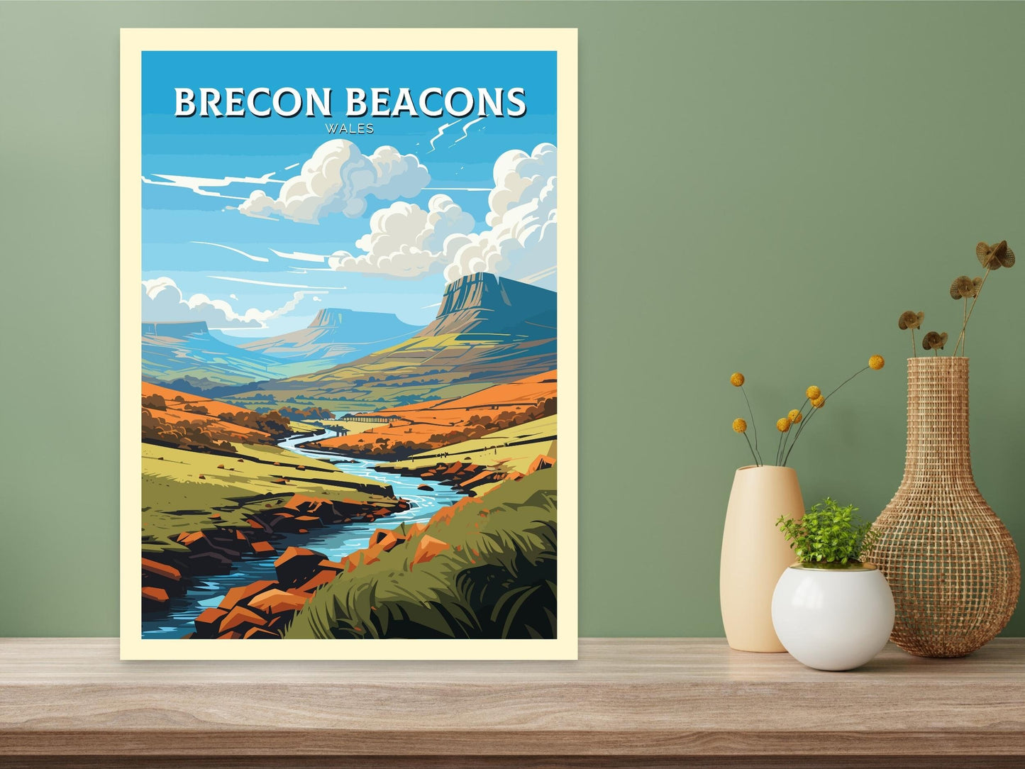 Brecon Beacons Poster | Wales Travel Print | Wales Illustration | Brecon Beacons Wall Art | Wales Poster | Brecon Beacons Print | ID 767