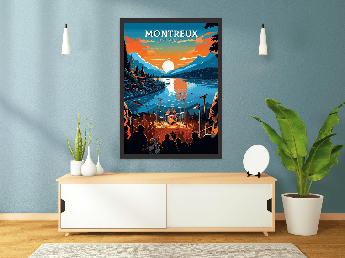 Montreux Travel Poster | Montreux Travel Print | Switzerland Illustration | Montreux Wall Art | Montreux Switzerland Print | ID 772