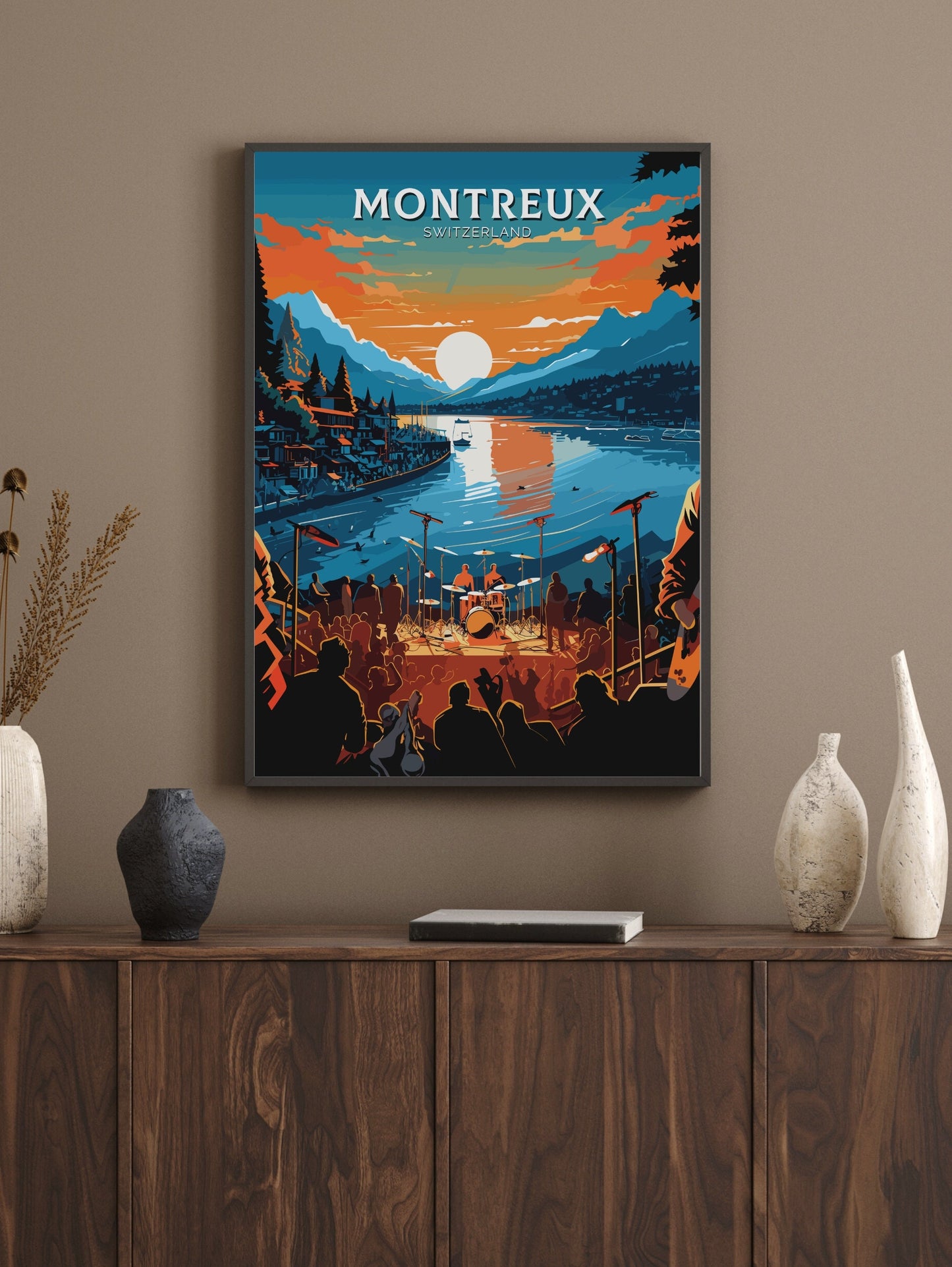 Montreux Travel Poster | Montreux Travel Print | Switzerland Illustration | Montreux Wall Art | Montreux Switzerland Print | ID 772