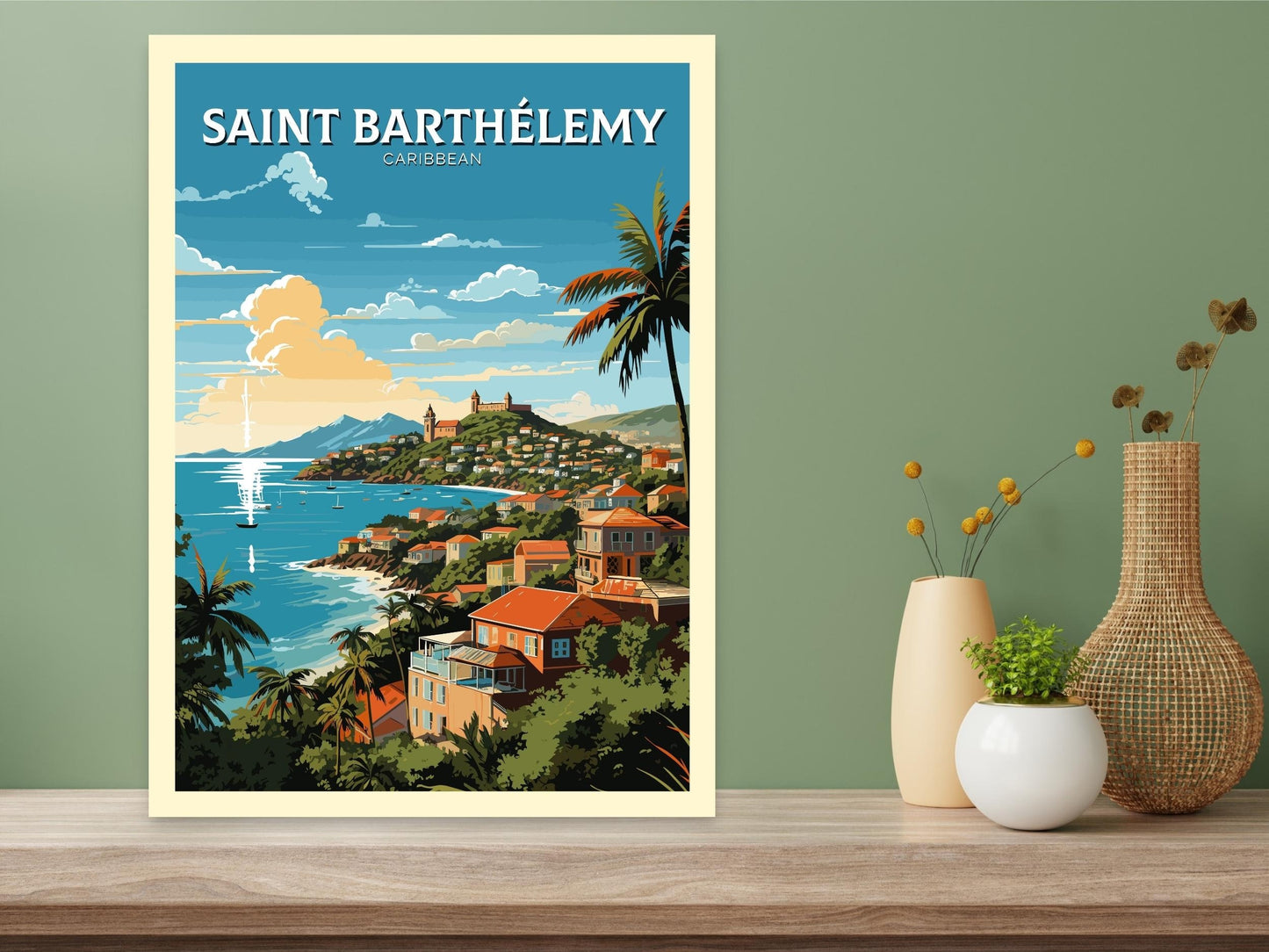 Saint Barthélemy Print | Saint Barthélemy Poster | Illustration | Saint Barthélemy art | Caribbean Wall Art | Caribbean Print | ID 774