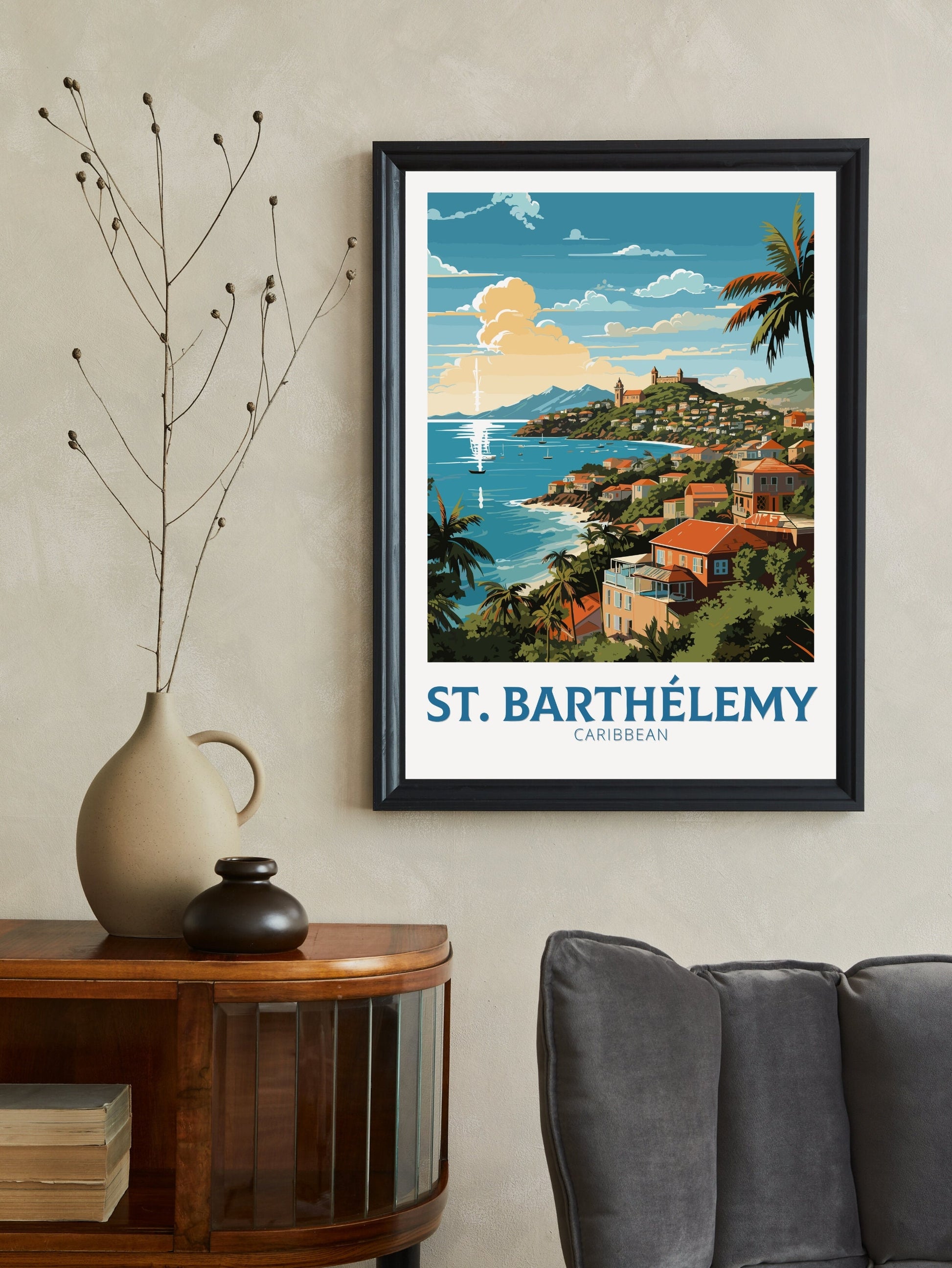 Saint Barthélemy Poster | Saint Barthélemy Print | Illustration | Saint Barthélemy art | Caribbean Wall Art | Caribbean Print | ID 776