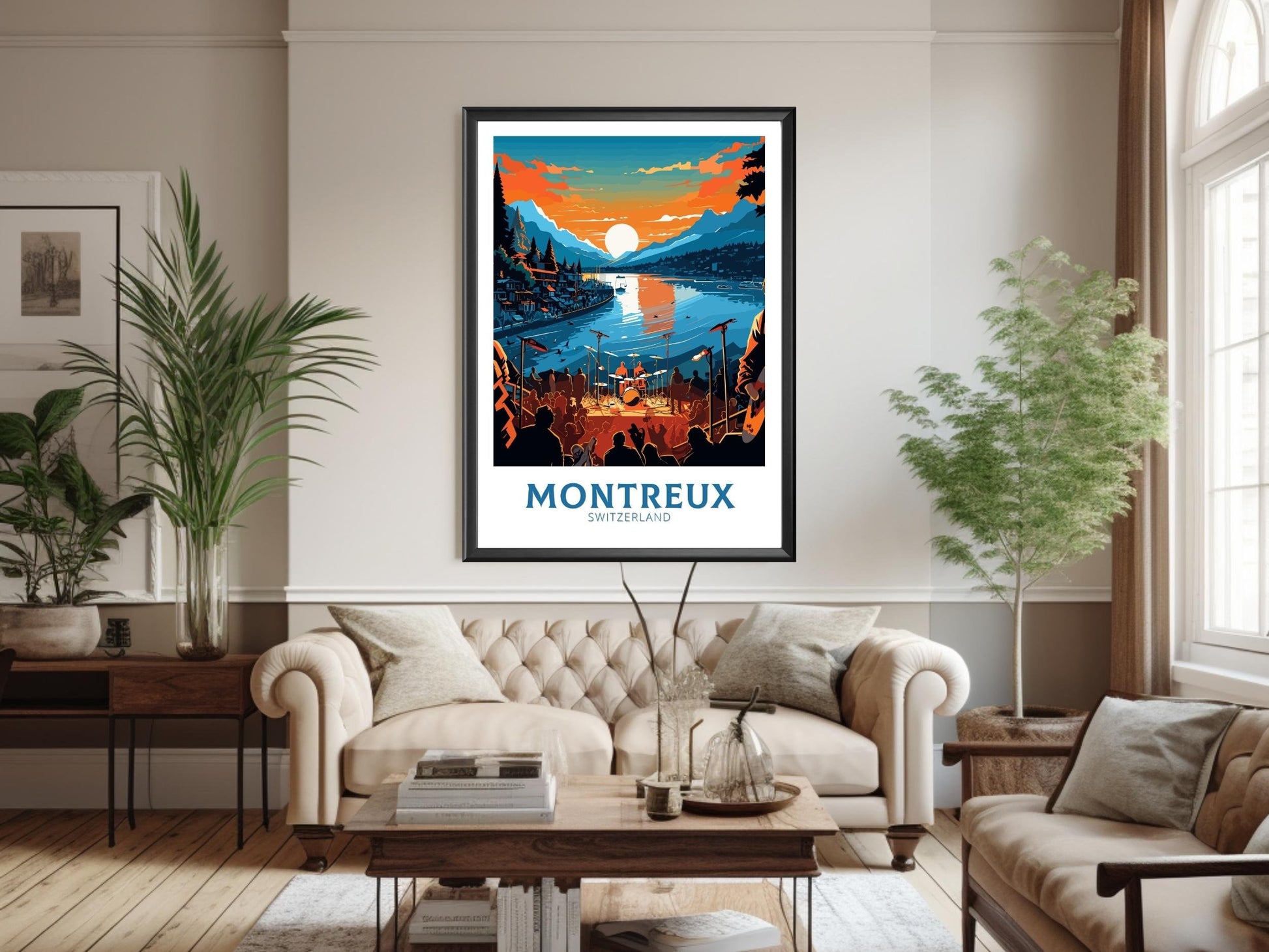 Montreux Travel Print | Switzerland Illustration | Montreux Travel Poster | Montreux Wall Art | Montreux Switzerland Print | ID 781