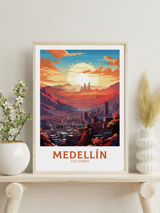 Medellin Travel Poster | Medellin Wall Art | Medellin Print | Medellin Colombia | Housewarming Gift | Colombia Poster