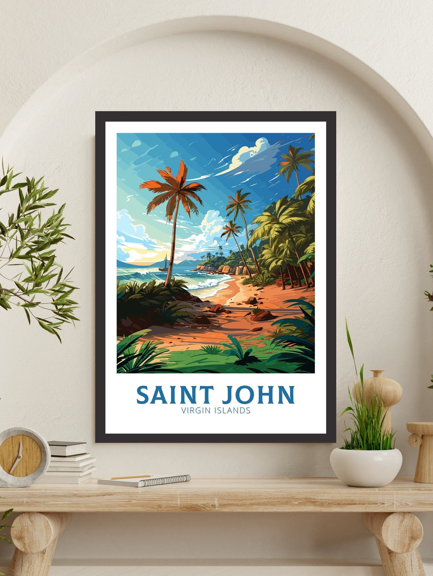 Saint John Island Print | Saint John Island Poster | Illustration | Virgin Islands | Caribbean Art | Island Print | Caribbean Print | ID 784