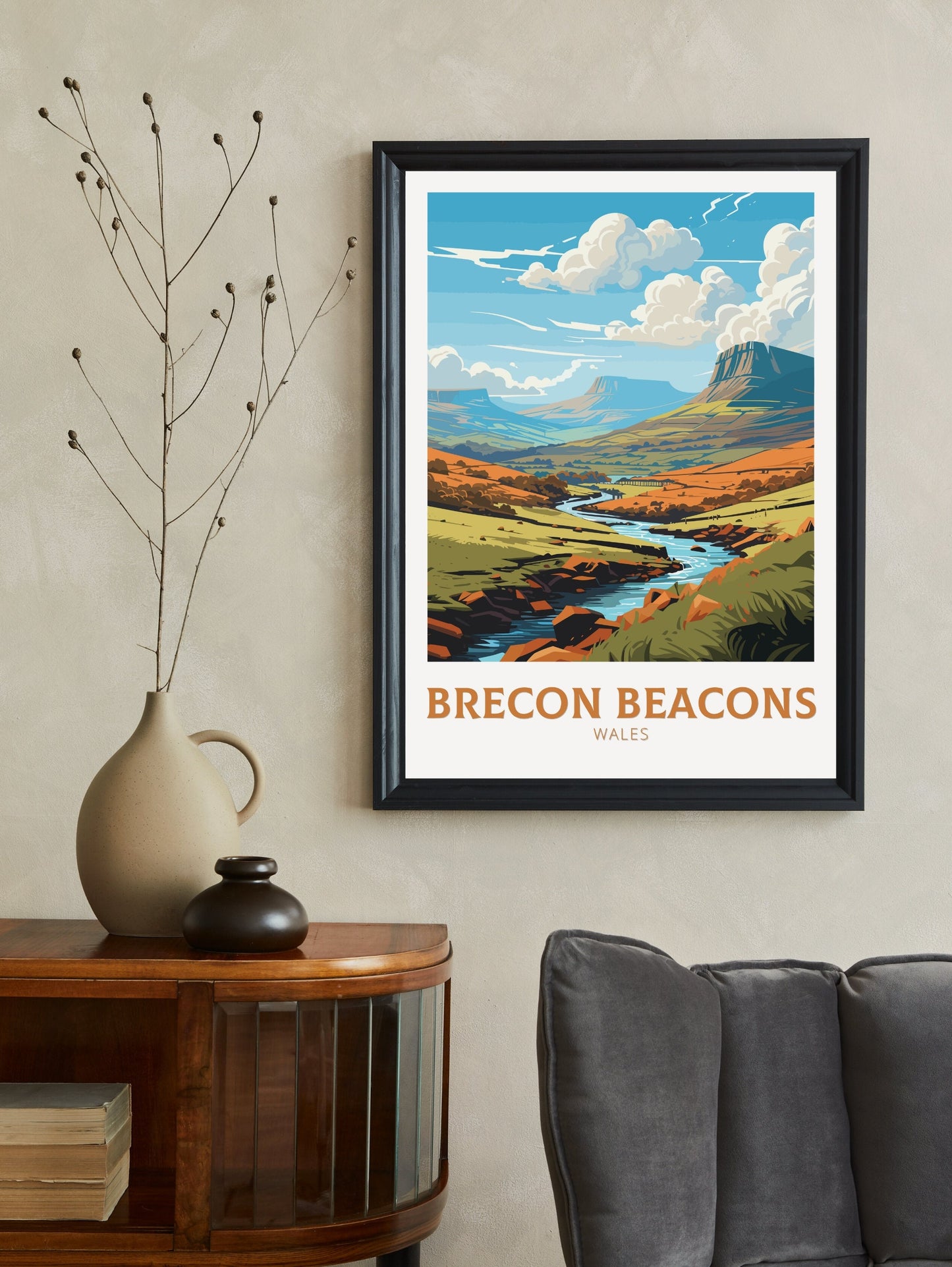 Brecon Beacons Print | Brecon Beacons Poster | Wales Travel Print | Wales Illustration | Brecon Beacons Wall Art | Wales Poster | ID 785