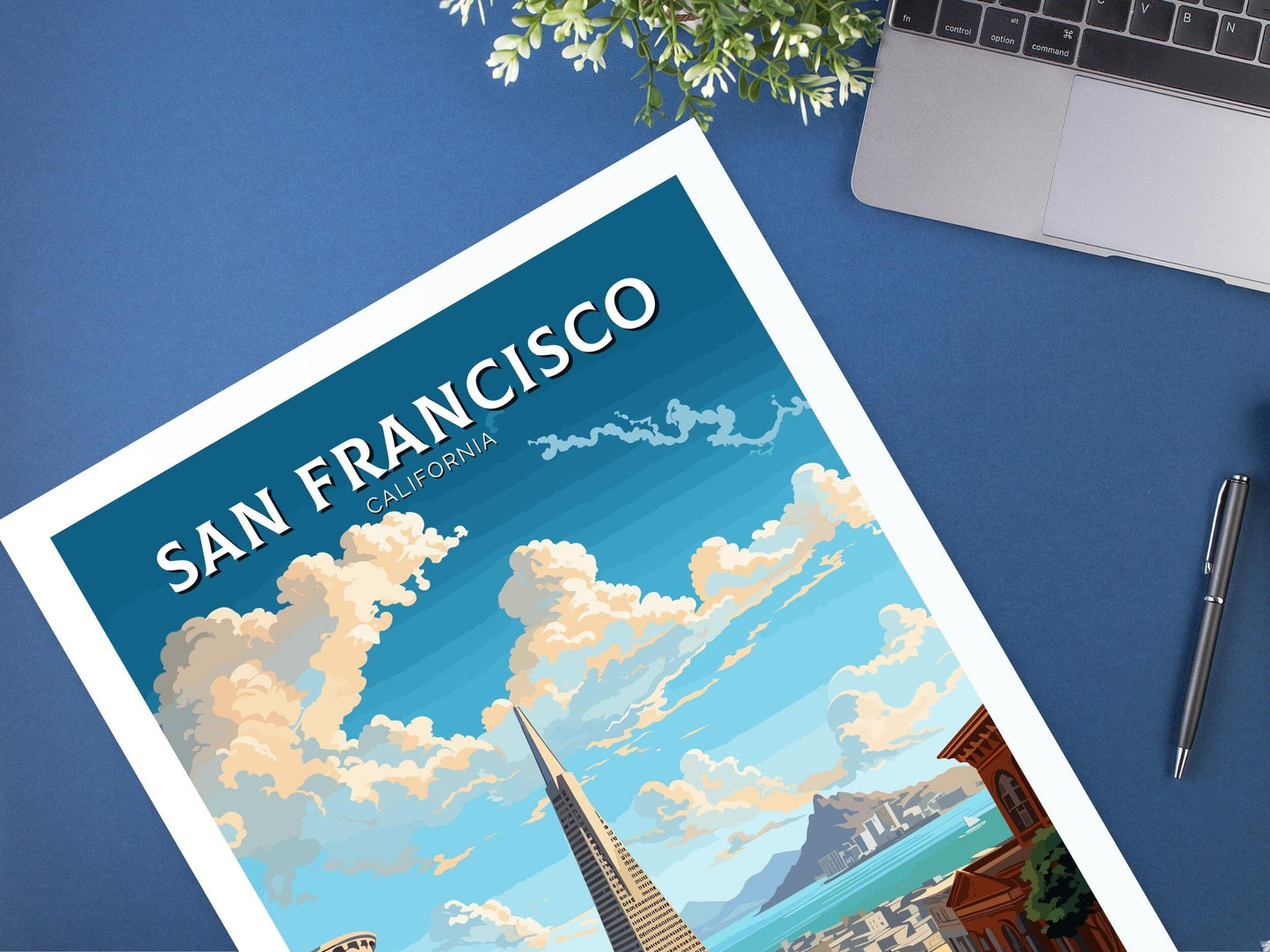 San Francisco City Poster | San Francisco Travel Print | San Francisco Print | San Francisco Wall Art | Transamerica Pyramid Print | ID 787