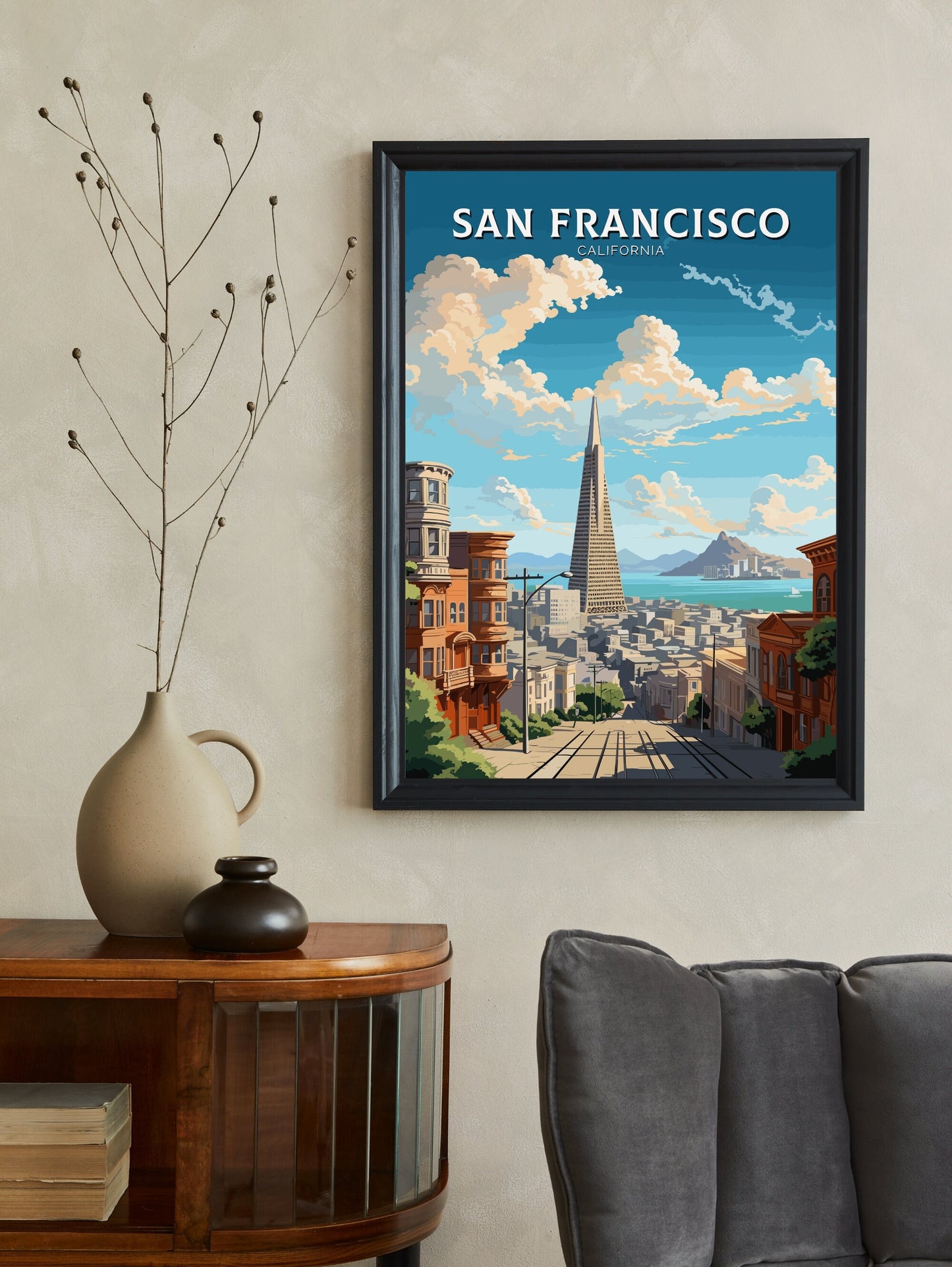 San Francisco City Poster | San Francisco Travel Print | San Francisco Print | San Francisco Wall Art | Transamerica Pyramid Print | ID 787