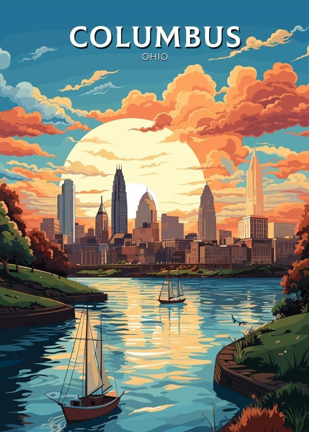 North AmericaCOLUMBUS TRAVEL POSTER - OHIO ARTWORK