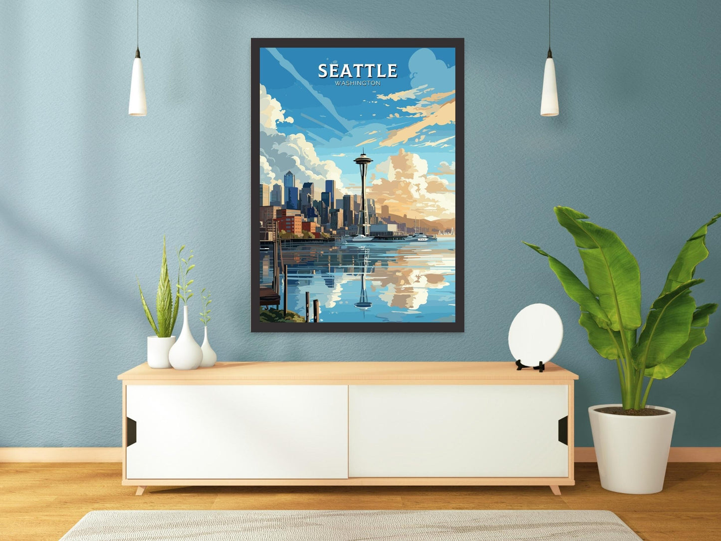 Seattle Poster | Seattle Print | Washington Wall Art | Seattle Illustration | Seattle Painting | City Landscape | Washington Print | ID 804