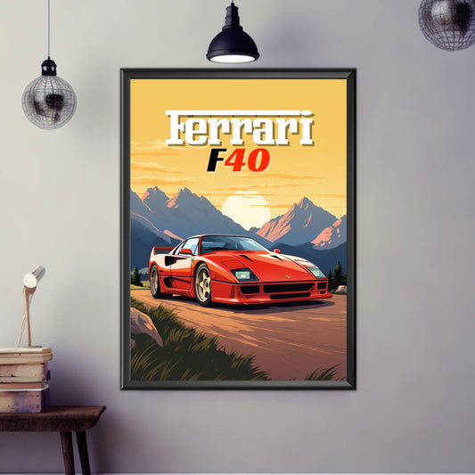 Ferrari F40 Print, 1980s Car Print, Ferrari F40 Poster, Car Art, Italian Car Print, Classic Car Print, Car Print, Car Poster