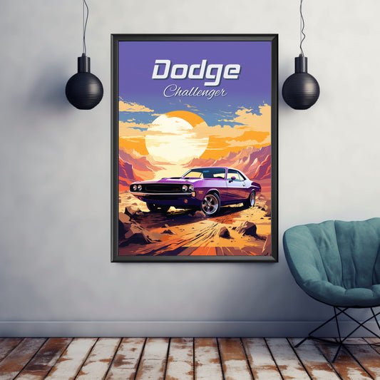 Dodge Challenger Poster, Dodge Challenger Print, 1970s Car Print, Car Print, Car Poster, Car Art, Muscle Car Print, Classic Car Print