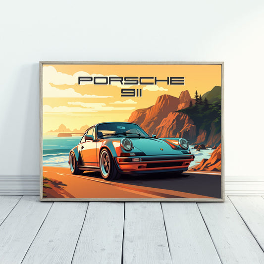 Porsche 911 Print, 1980s Car Print, Porsche 911 Poster, Car Art, Classic Car, Car Print, Car Poster, German Design, Supercar Print