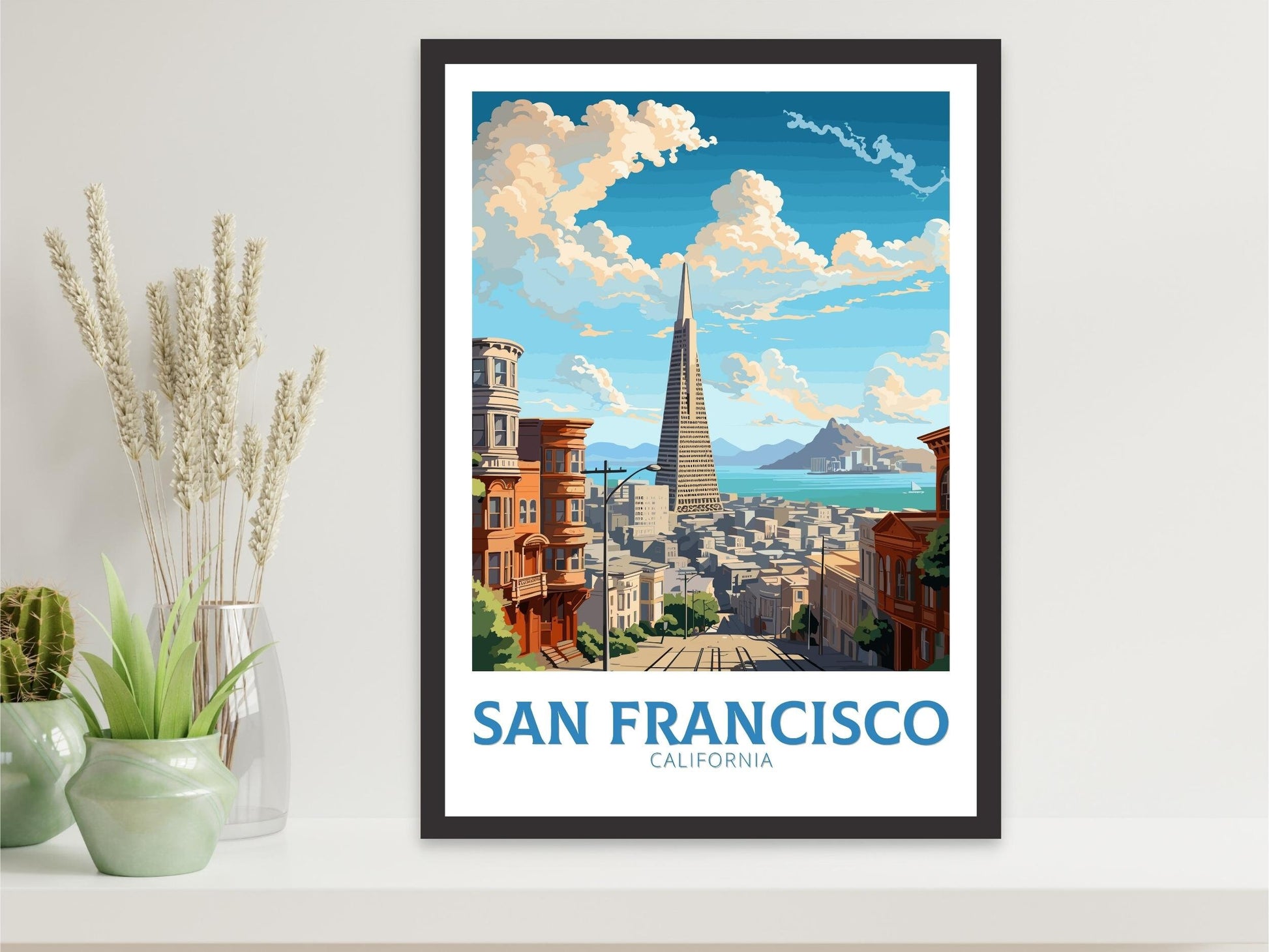 San Francisco Travel Print | San Francisco Print | San Francisco City Poster | San Francisco Wall Art | Transamerica Pyramid Print | ID 823