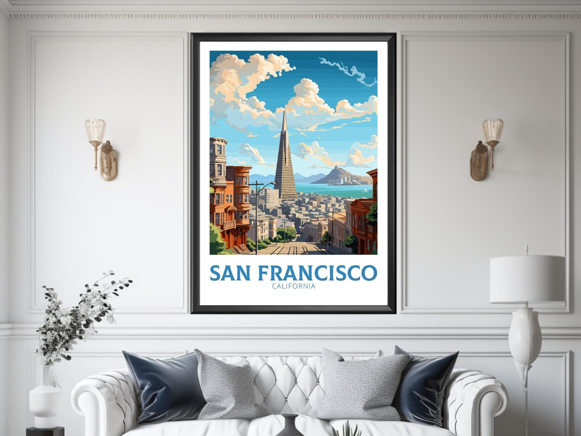 San Francisco Travel Print | San Francisco Print | San Francisco City Poster | San Francisco Wall Art | Transamerica Pyramid Print | ID 823