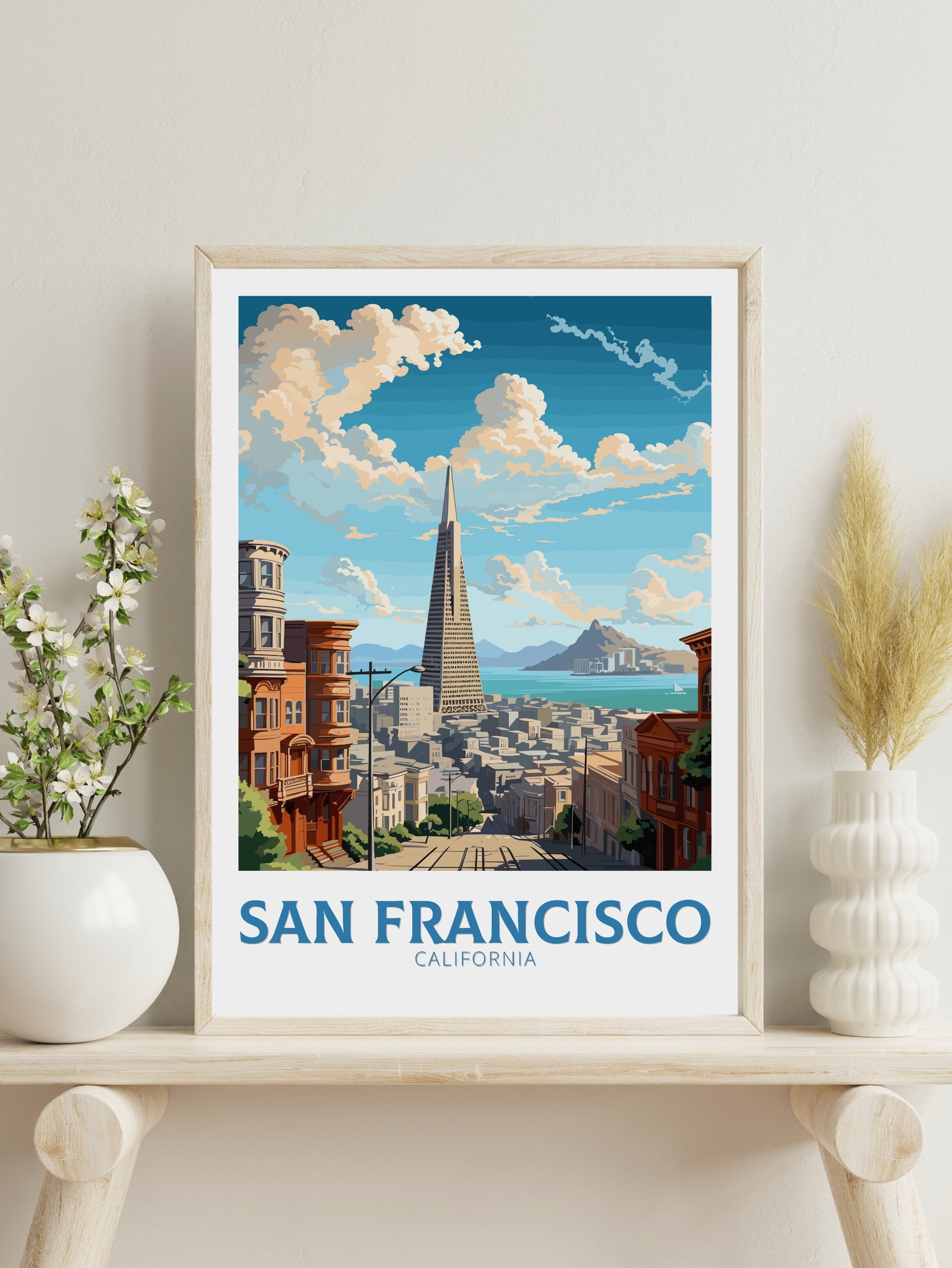 San Francisco Travel Print | San Francisco Print | San Francisco City Poster | San Francisco Wall Art | Transamerica Pyramid Print | ID 823