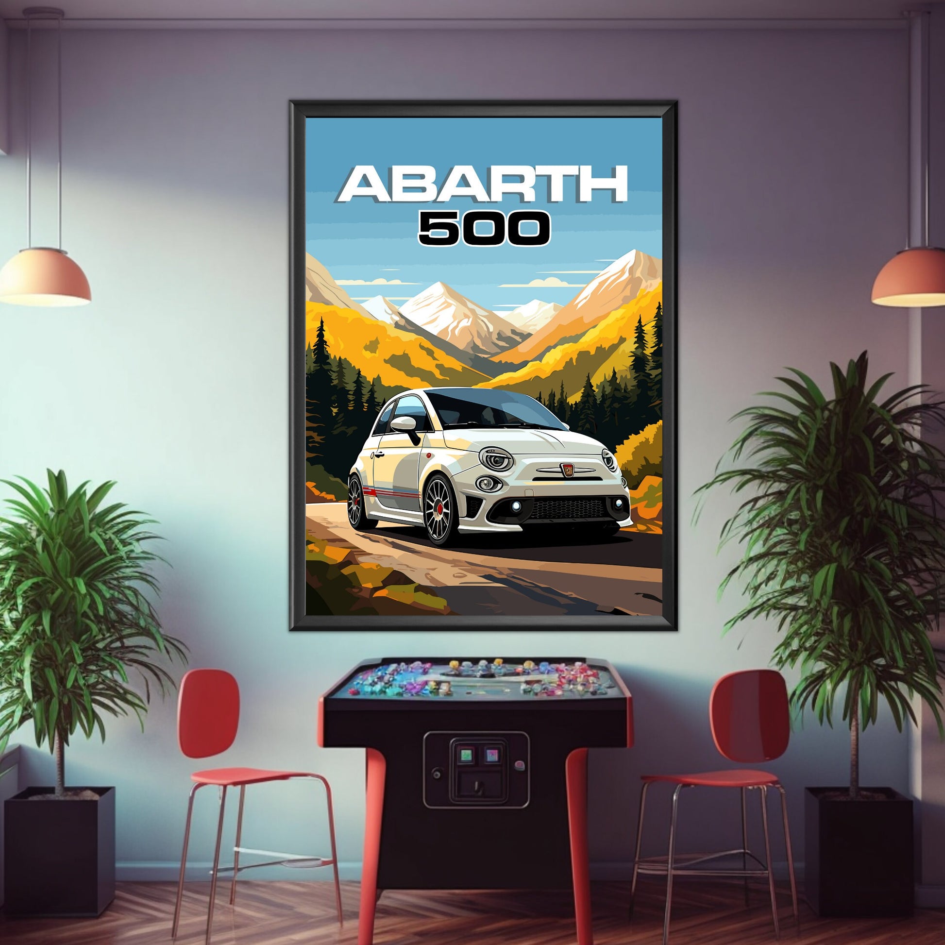 Abarth 500 Print, Car Print, 2010s Car, Abarth 500 Poster, Car Poster, Car Art, Modern Classic Car Print, Italian Car Print, Abarthisti