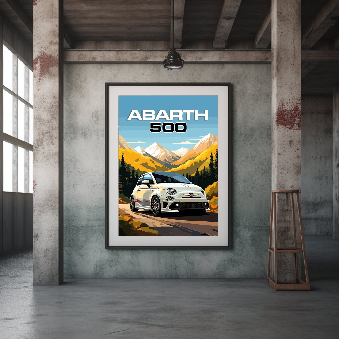 Abarth 500 Print, Car Print, 2010s Car, Abarth 500 Poster, Car Poster, Car Art, Modern Classic Car Print, Italian Car Print, Abarthisti