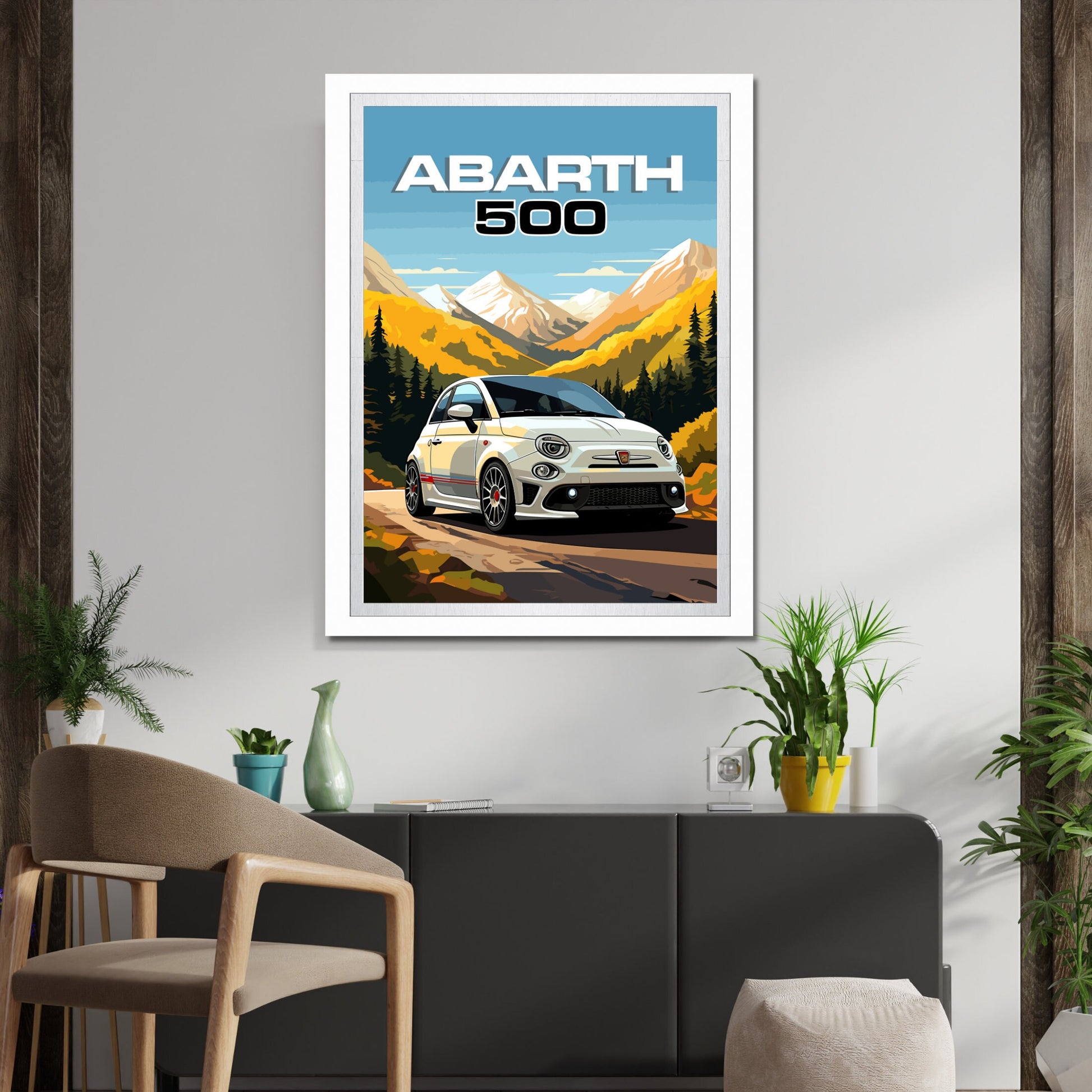 Abarth 500 Print, Car Print, 2010s Car, Abarth 500 Poster, Car Poster, Car Art, Modern Classic Car Print, Italian Car Print, Abarthisti