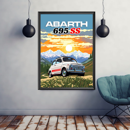 Abarth 695 SS Print, Car Print, Abarth 695 SS Poster, Car Poster, 1960s Car, Car Art, Classic car print, Italian Classic Print, Abarthisti