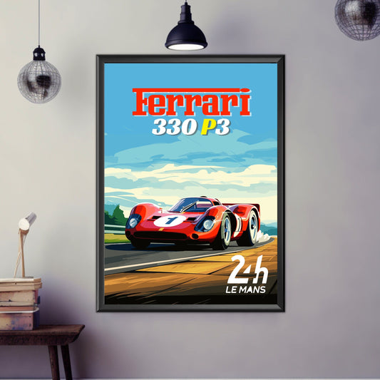 Ferrari 330 P3 Print, Ferrari 330 P3 Poster, Car Print, Car Art, Race Car Print, Car Poster, 24h of Le Mans, Classic Car Print, Vintage