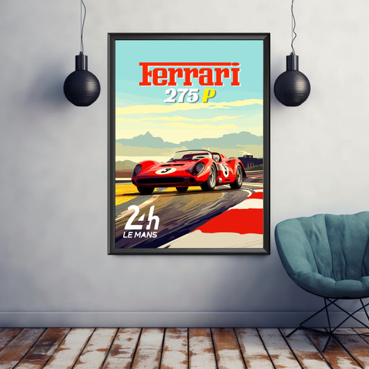 Ferrari 275 P Plus Print, Ferrari 275 P Poster, Car Print, Car Art, Race Car Print, Car Poster, 24h of Le Mans, Classic Car Print, Vintage