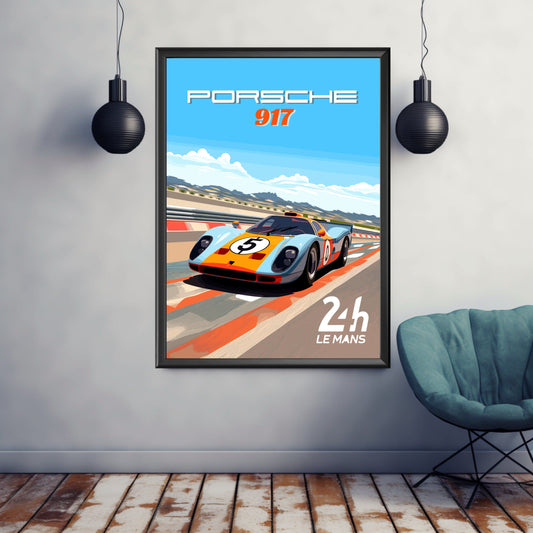 Porsche 917 Print, Porsche 917 Poster, Car Print, Car Art, Race Car Print, Car Poster, 24h of Le Mans, Classic Car Print, 1970s Car