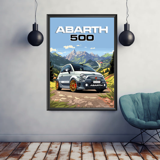 Abarth 500 Poster, Abarth 500 Print, Car Print, Car Poster, 2010s Car, Car Art, Modern Classic Car Print, Italian Car Print, Abarthisti