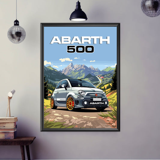 Abarth 500 Poster, Abarth 500 Print, Car Print, Car Poster, 2010s Car, Car Art, Modern Classic Car Print, Italian Car Print, Abarthisti