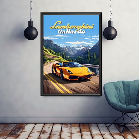 Lamborghini Gallardo Print, Lamborghini Gallardo Poster, Vintage Car Print, Car Art, Classic Car Print, Supercar Print, 2000s Car Print