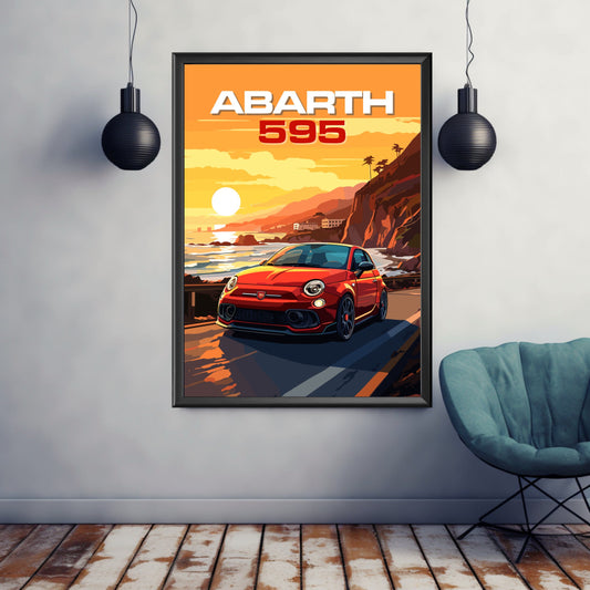 Abarth 595 Poster, Abarth 595 Print, Car Poster, Car Print, 2010s Car, Car Art, Modern Classic Car Print, Italian Car Print, Abarthisti