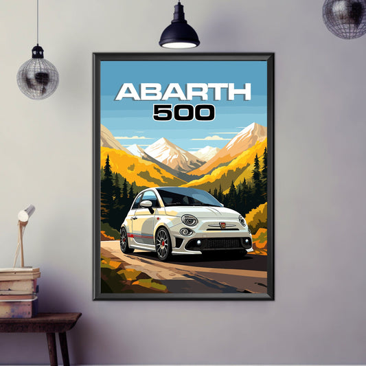 Abarth 500 Print, Car Print, 2010s Car, Abarth 500 Poster, Car Poster, Car Art, Modern Classic Car Print, Italian Car Print, Abarthisti